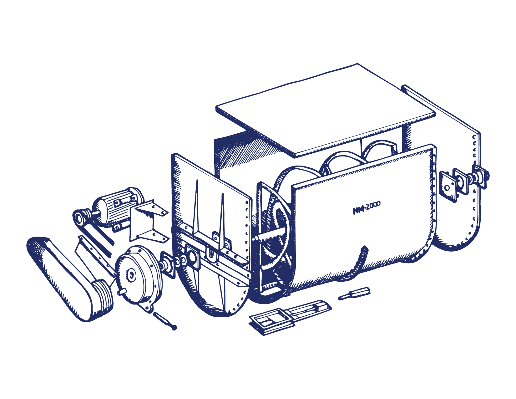 Custom Blending machinery parts line art Illustration - Custom Blending
