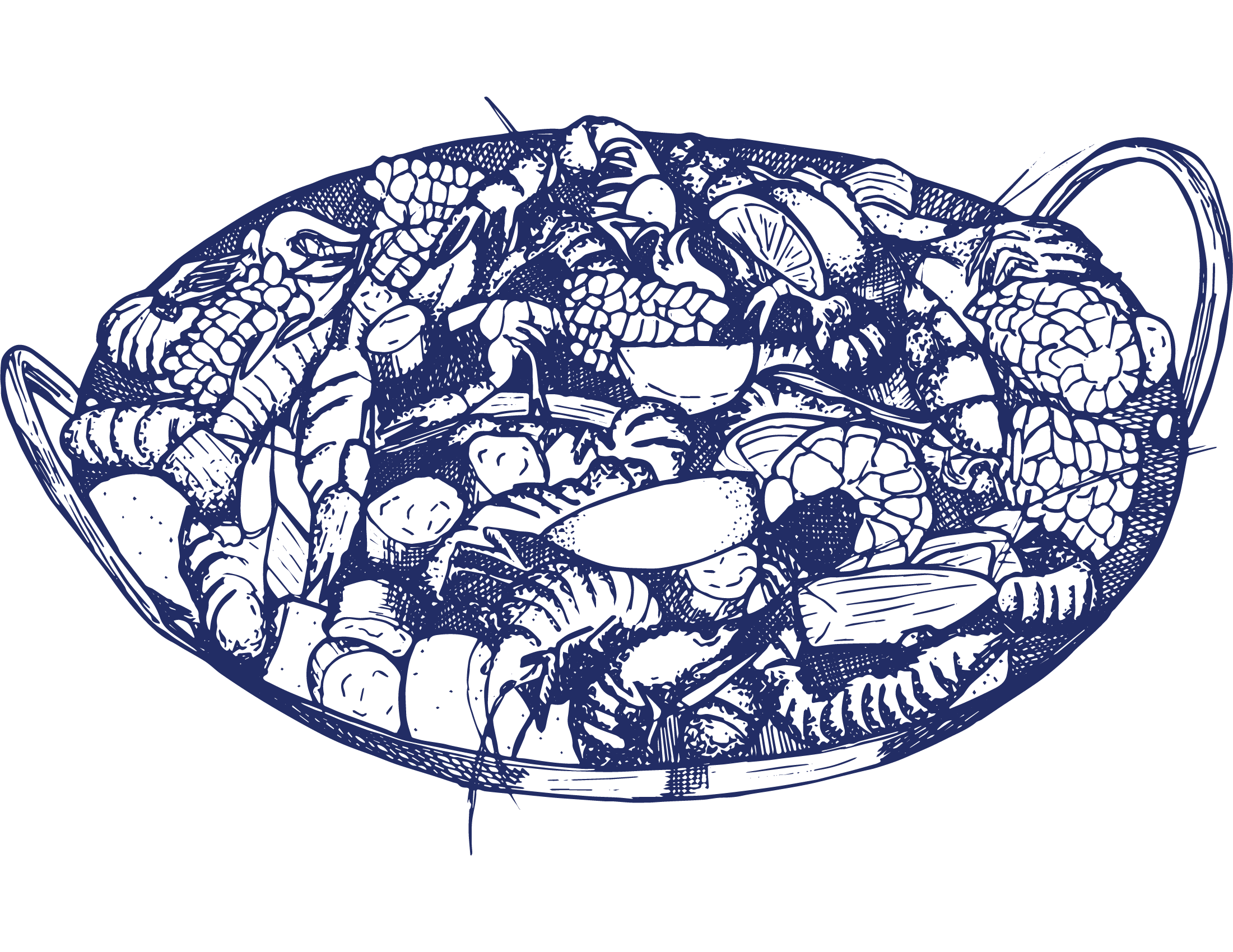 Crawfish boil line art Illustration - Restaurant mixes